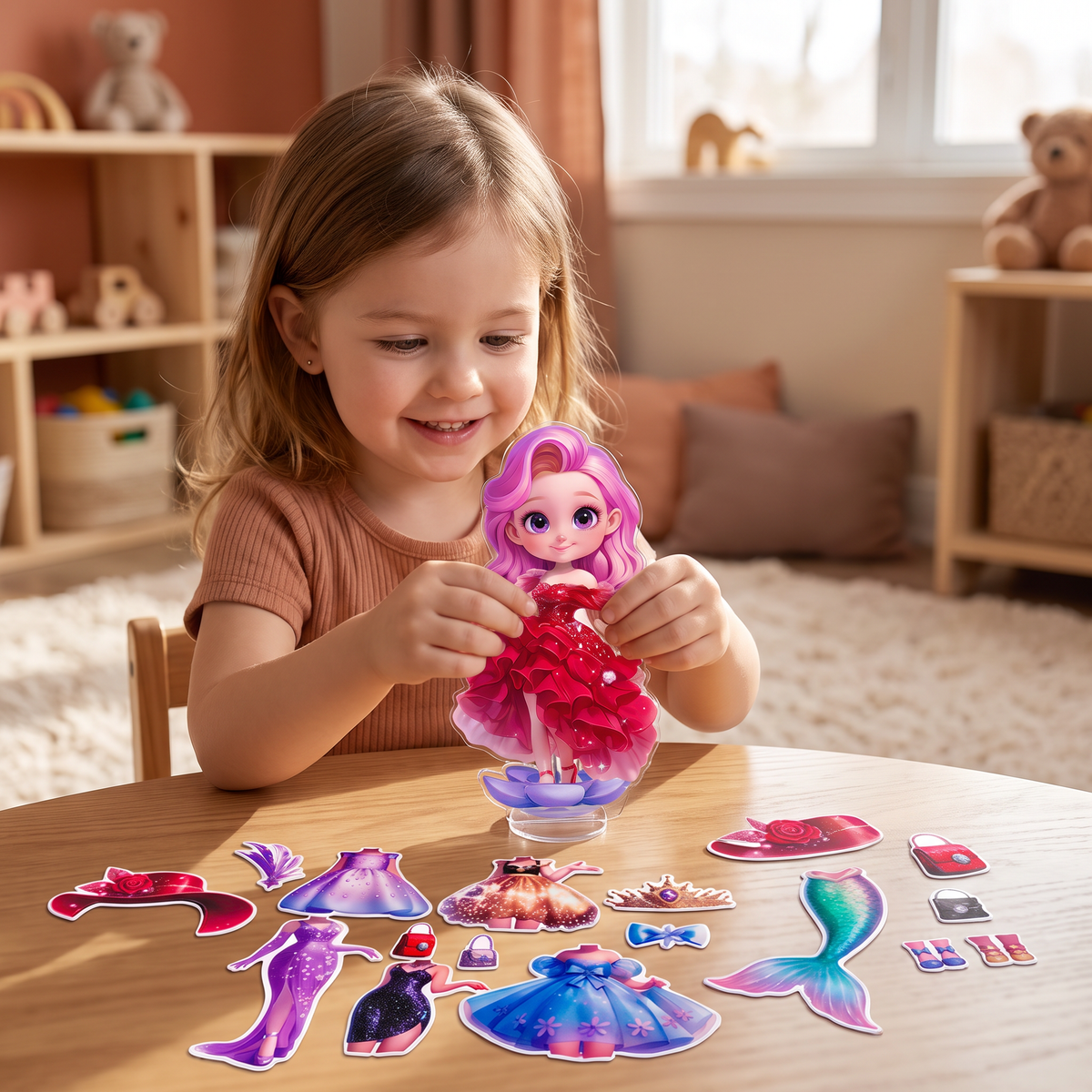 Magnetic Dress-Up Doll Set with Interchangeable Outfits