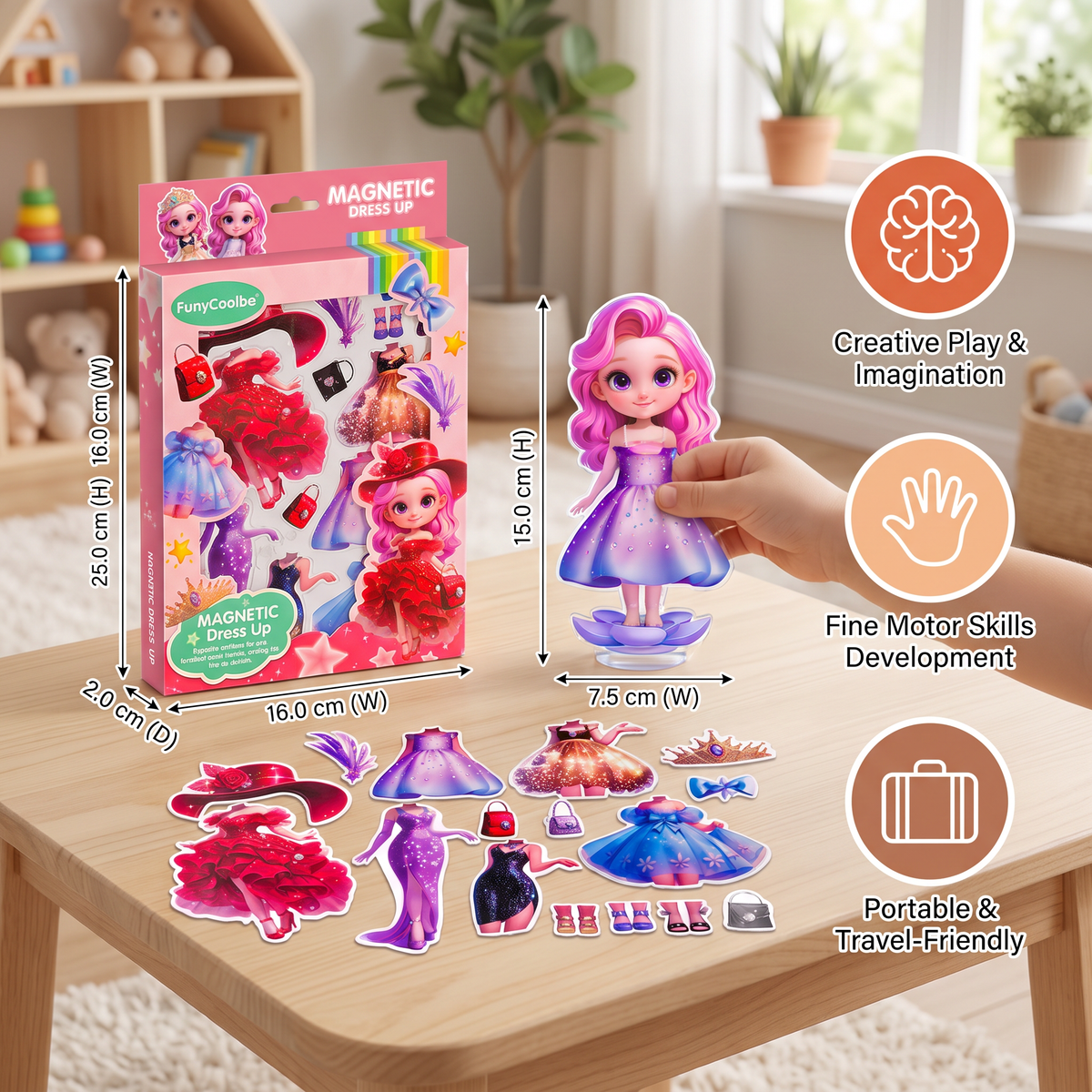 Magnetic Dress-Up Doll Set with Interchangeable Outfits