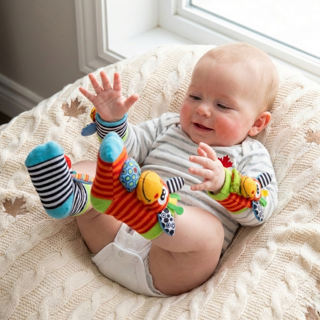Sensory Baby Plush Socks and Bracelet
