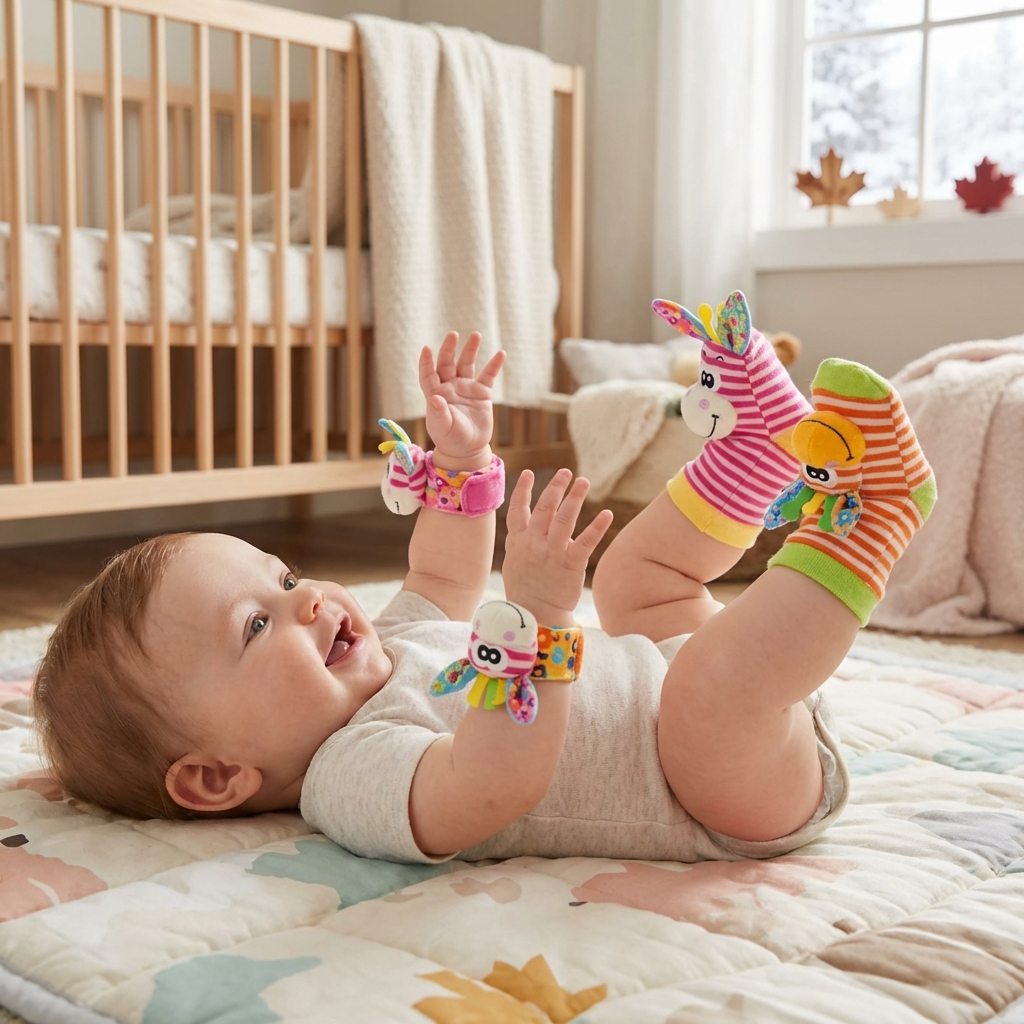 Sensory Baby Plush Socks and Bracelet