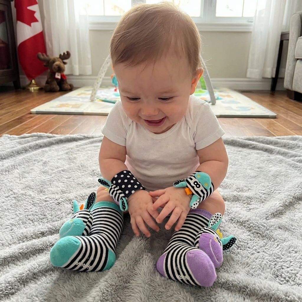 Sensory Baby Plush Socks and Bracelet