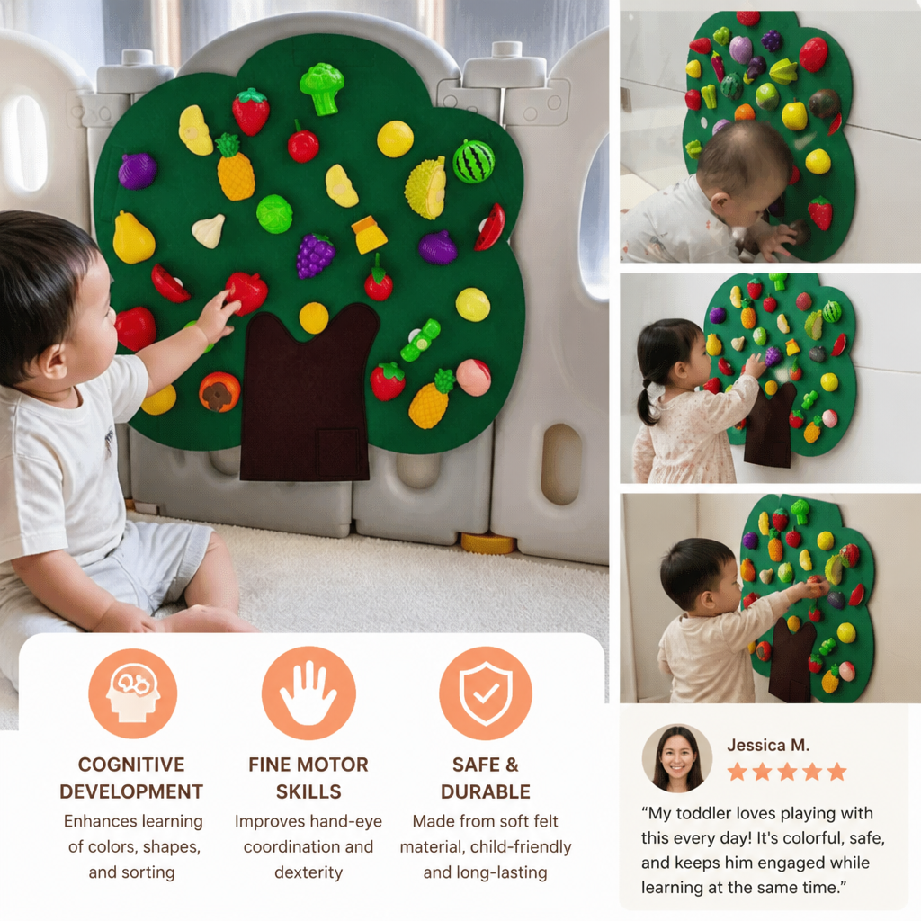 Felt Fruit Tree Activity Board – Montessori Learning Toy