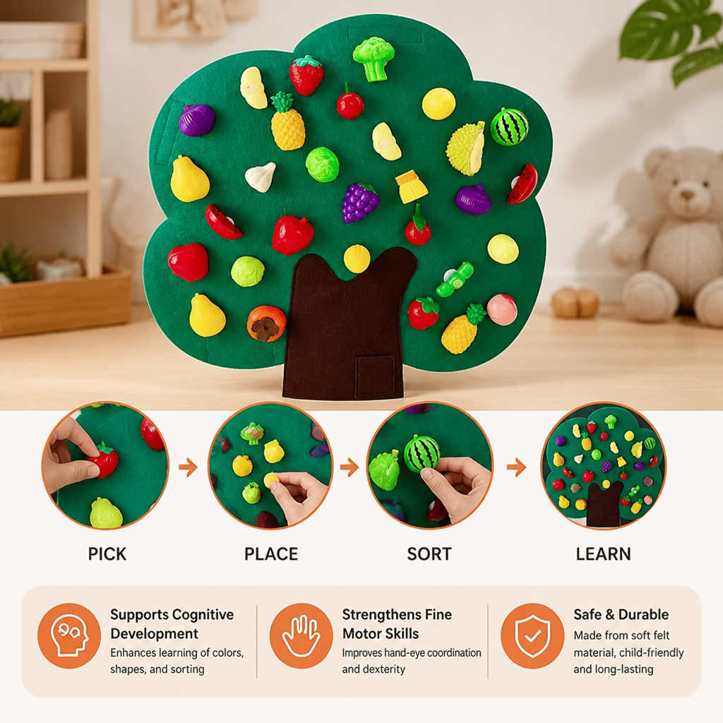 Felt Fruit Tree Activity Board – Montessori Learning Toy