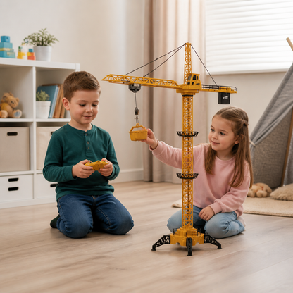Remote Control Tower Crane – 360° Rotating Construction Toy with Lifting Function