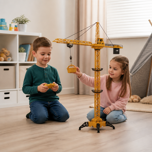 Remote Control Tower Crane – 360° Rotating Construction Toy with Lifting Function