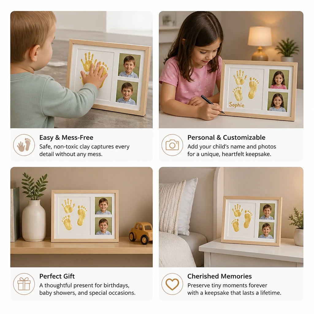 DIY Kids Handprint Keepsake Frame Kit – Hand Impression & Photo Display
