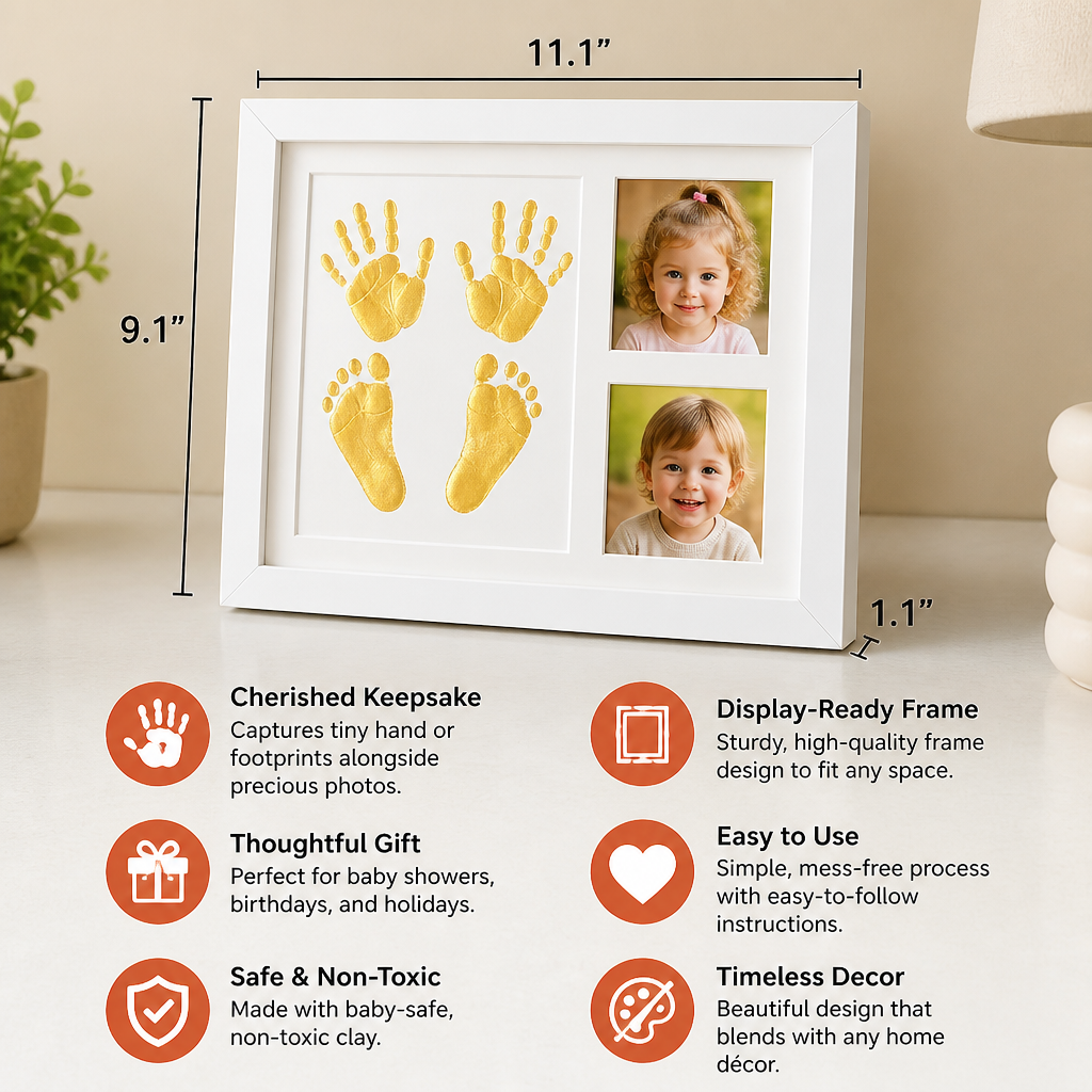 DIY Kids Handprint Keepsake Frame Kit – Hand Impression & Photo Display