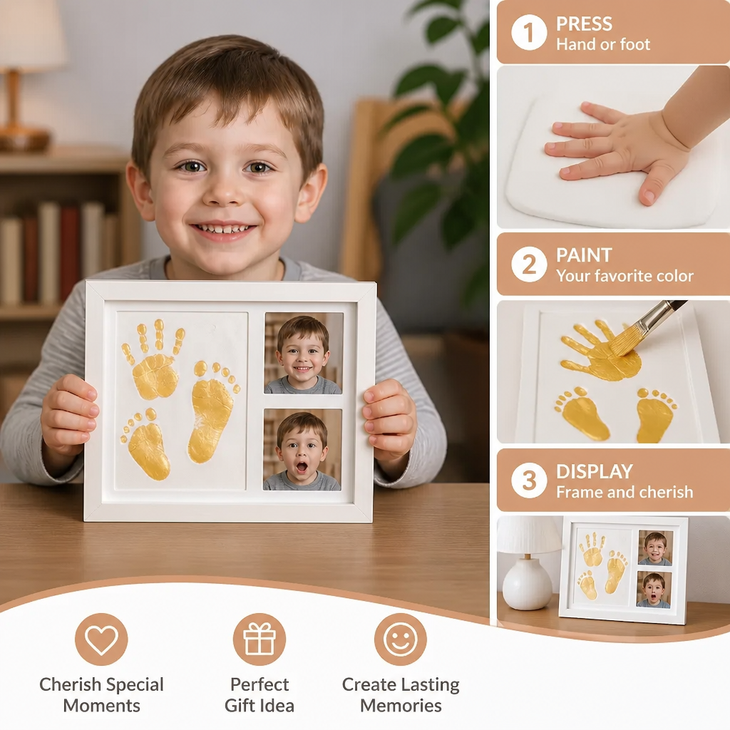 DIY Kids Handprint Keepsake Frame Kit – Hand Impression & Photo Display
