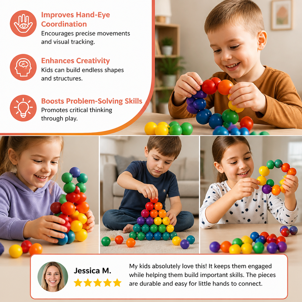 Colorful 3D Ball Building Set – Creative Construction & Fine Motor Skills Learning Toy for Kids