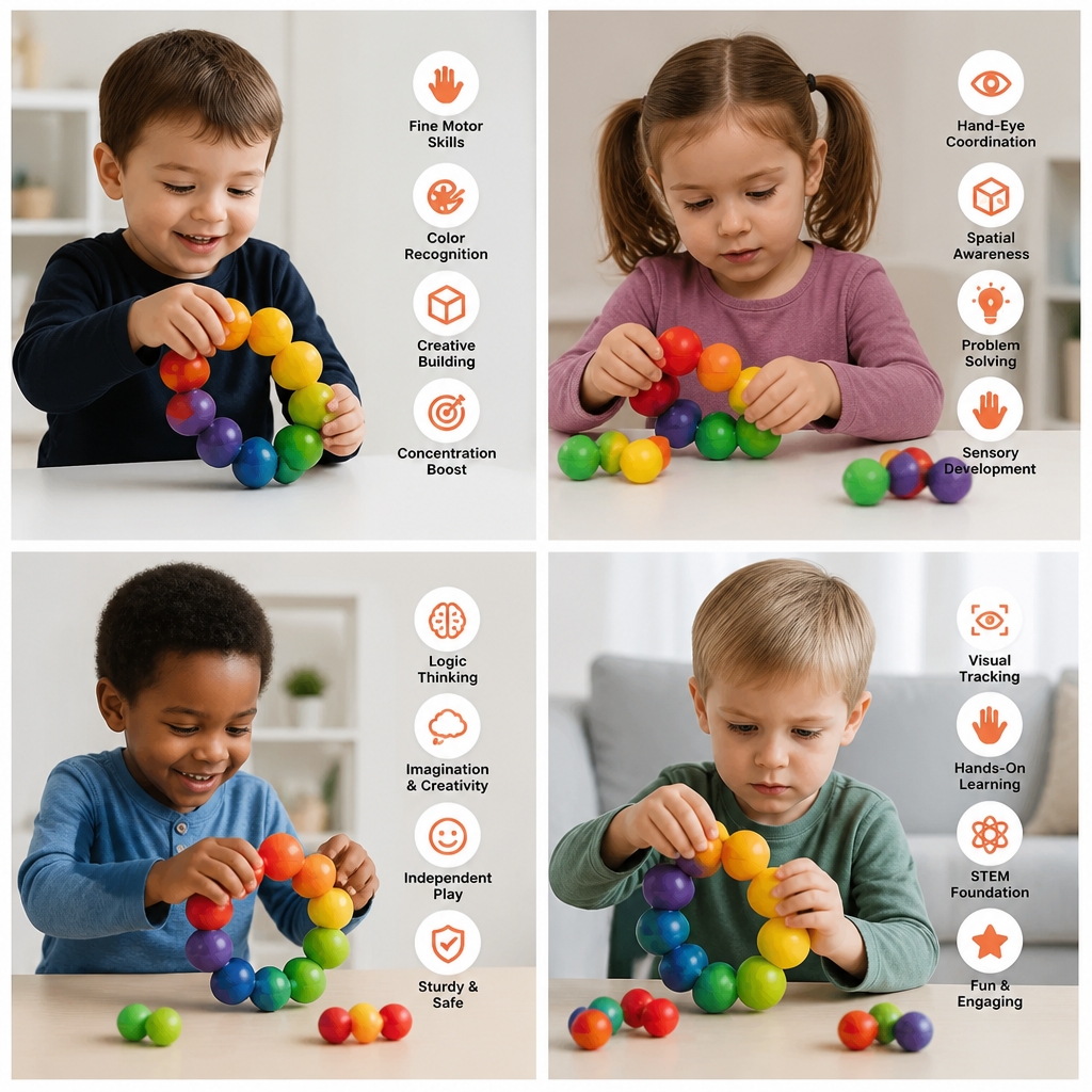 Colorful 3D Ball Building Set – Creative Construction & Fine Motor Skills Learning Toy for Kids