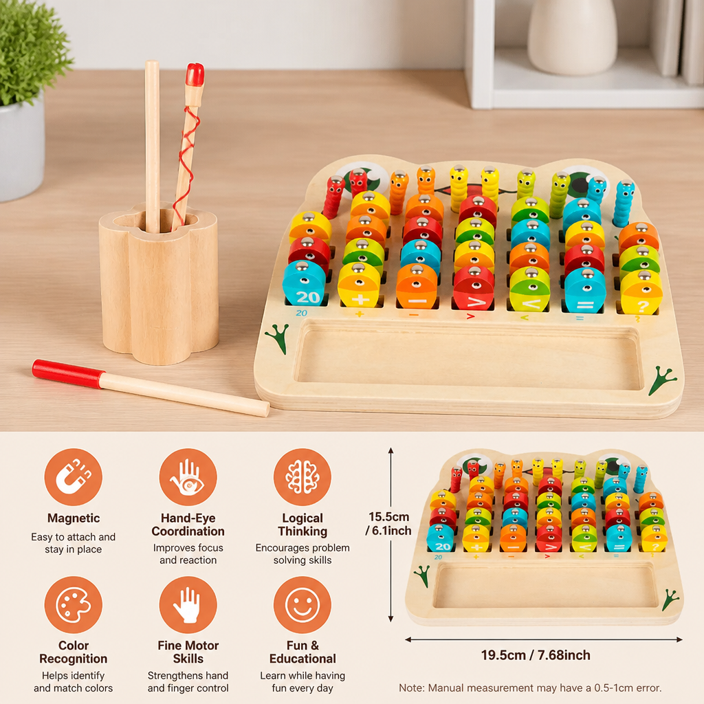 Wooden Magnetic Fishing Game – Alphabet, Math & Fine Motor Skills Learning Toy for Kids
