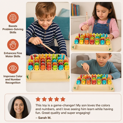 Wooden Magnetic Fishing Game – Alphabet, Math & Fine Motor Skills Learning Toy for Kids