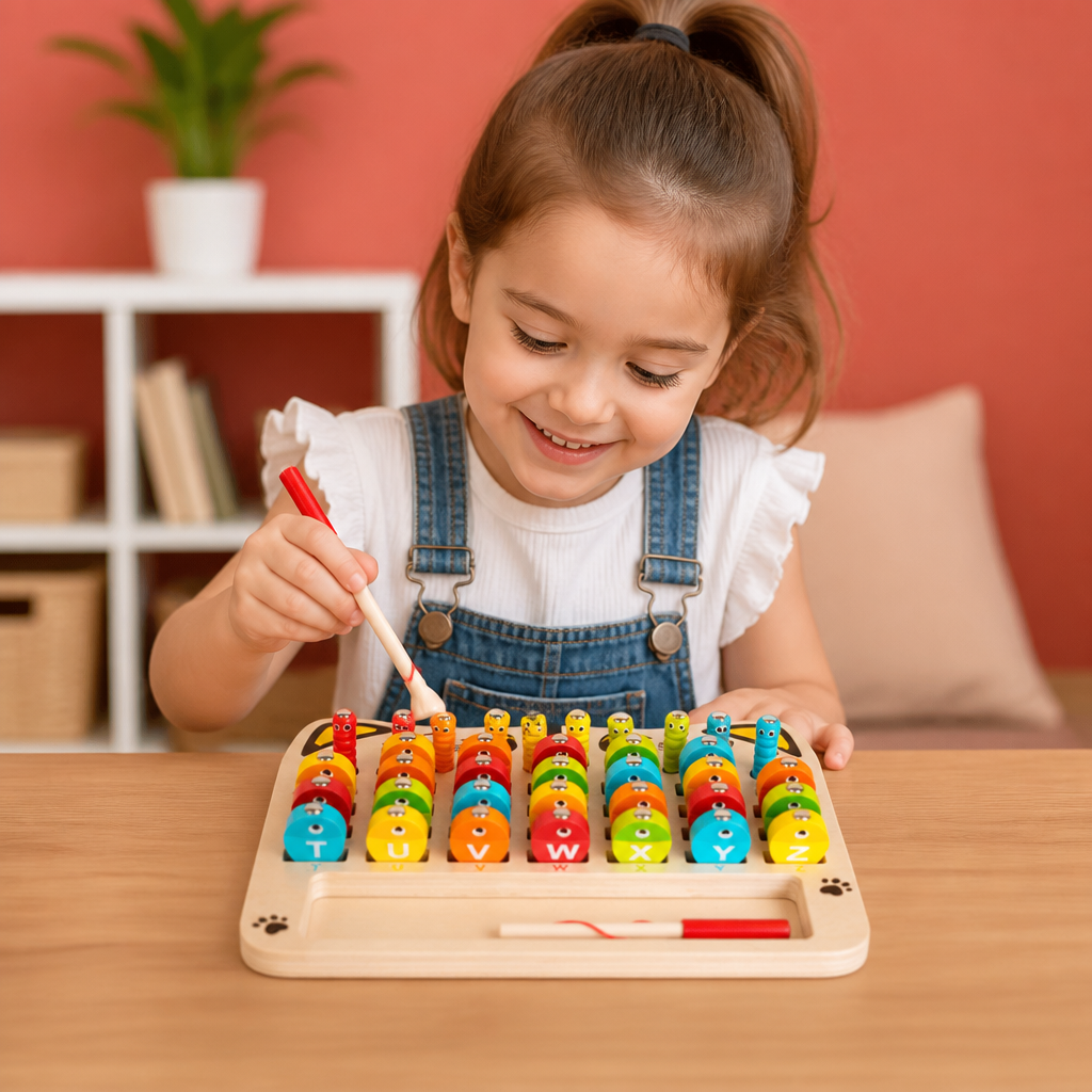 Wooden Magnetic Fishing Game – Alphabet, Math & Fine Motor Skills Learning Toy for Kids
