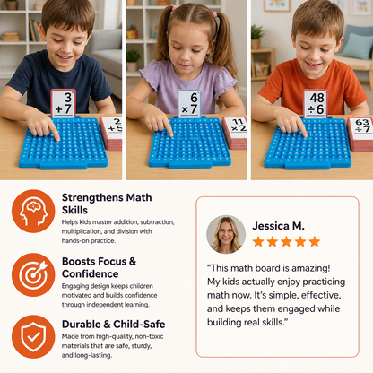 Math Learning Cards Set with Calculation Board – Addition, Subtraction, Multiplication & Division