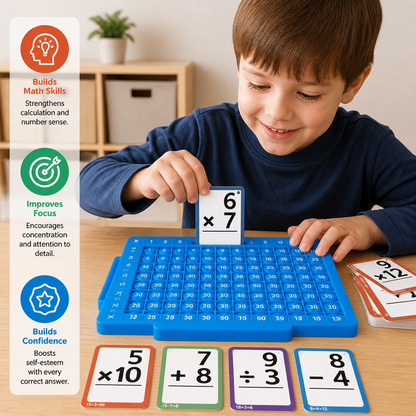 Math Learning Cards Set with Calculation Board – Addition, Subtraction, Multiplication & Division