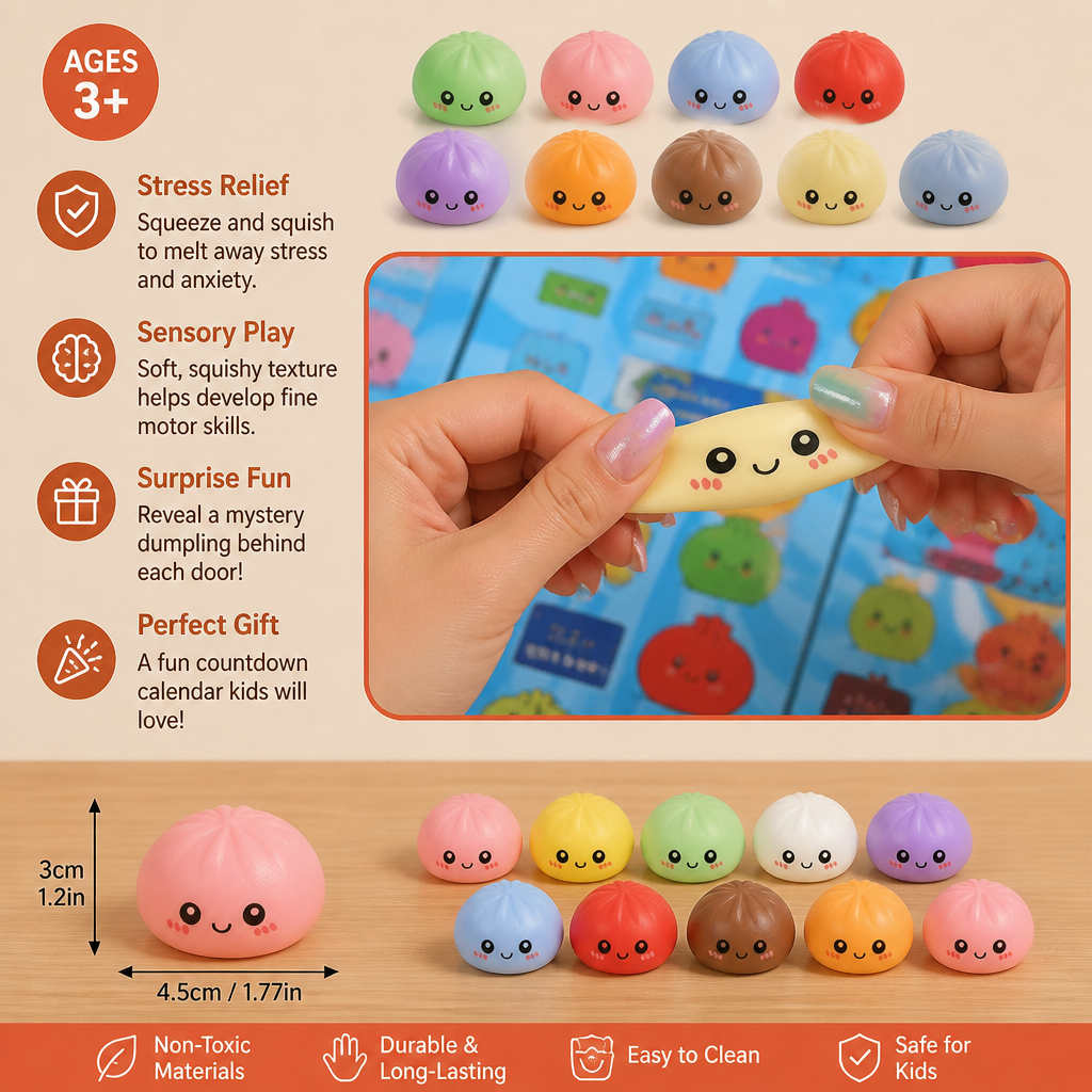 Dumpling Squishy Advent Calendar with Mystery Fidget Surprises
