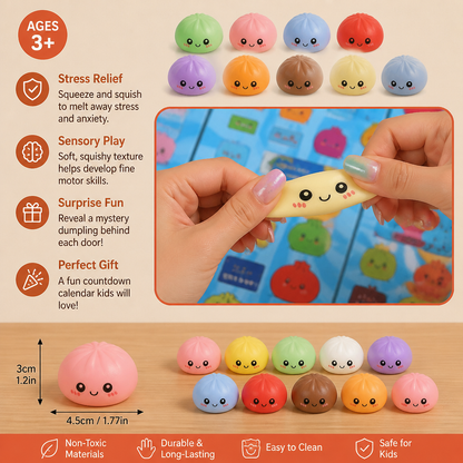 Dumpling Squishy Advent Calendar with Mystery Fidget Surprises