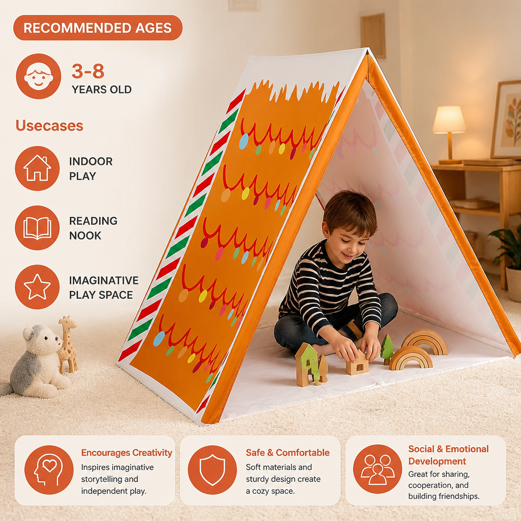 Christmas Gingerbread House Play Tent for Kids