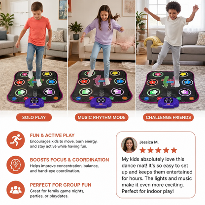 Kids’ Light-Up Bluetooth Dance Mat with 5 Game Modes