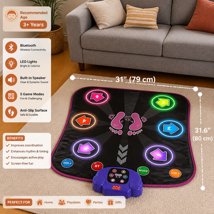 Kids’ Light-Up Bluetooth Dance Mat with 5 Game Modes