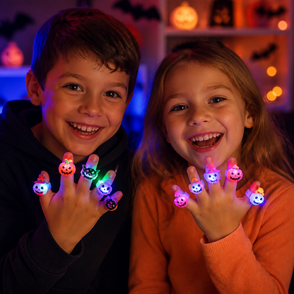 50-Pack Flashing LED Halloween Rings for Kids’ Party Favors & Treat Bags