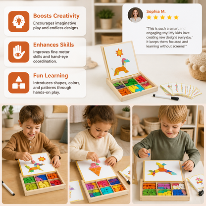Wooden Magnetic Geometric Shape Puzzle for Kids