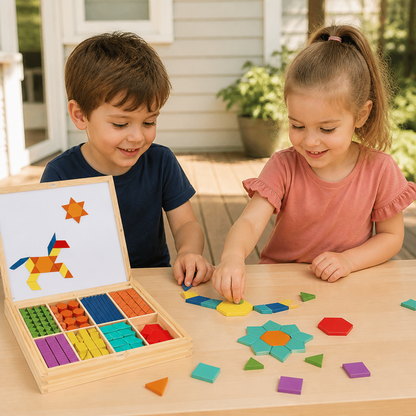 Wooden Magnetic Geometric Shape Puzzle for Kids