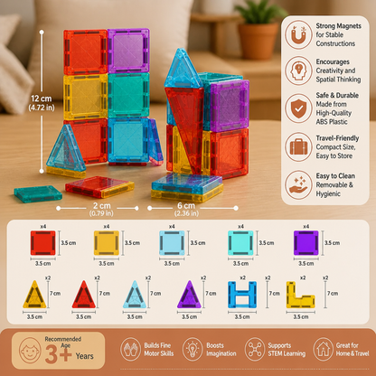 Safe Mini Magnetic Tiles Travel Set with Compact Storage Case