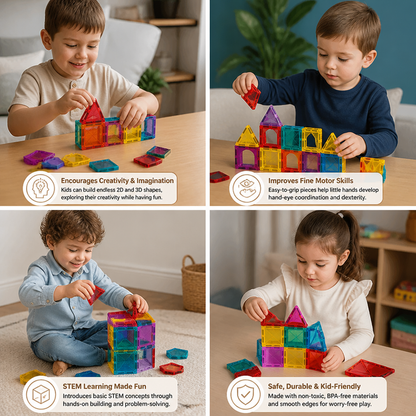 Safe Mini Magnetic Tiles Travel Set with Compact Storage Case