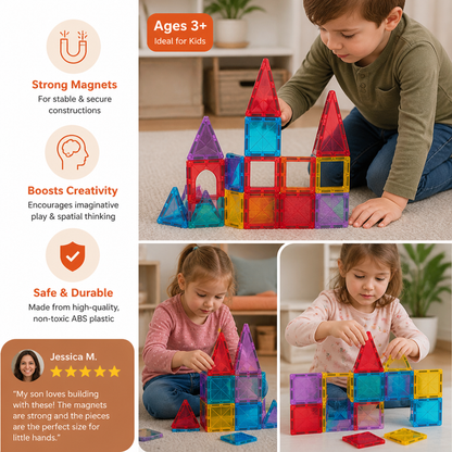 Safe Mini Magnetic Tiles Travel Set with Compact Storage Case