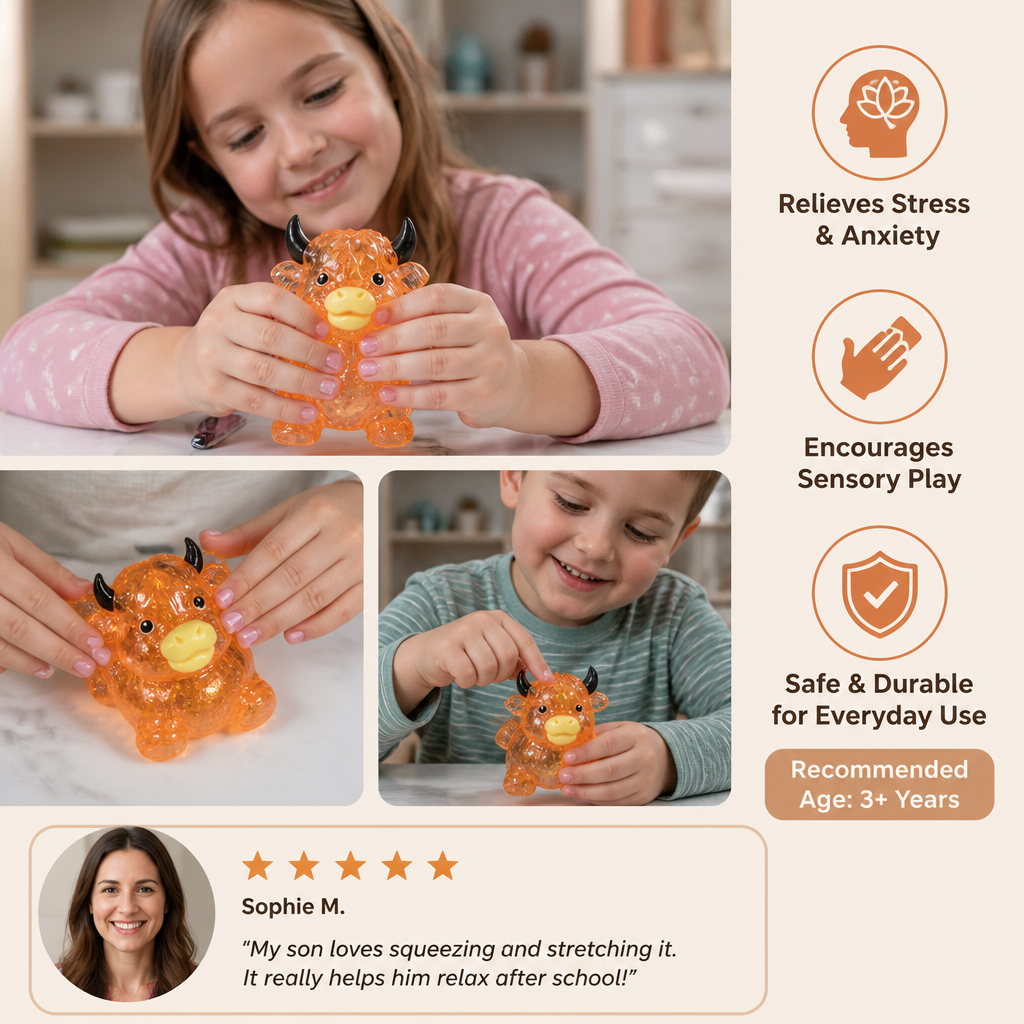 Mini Highland Cow Squishy Stress Relief Toy