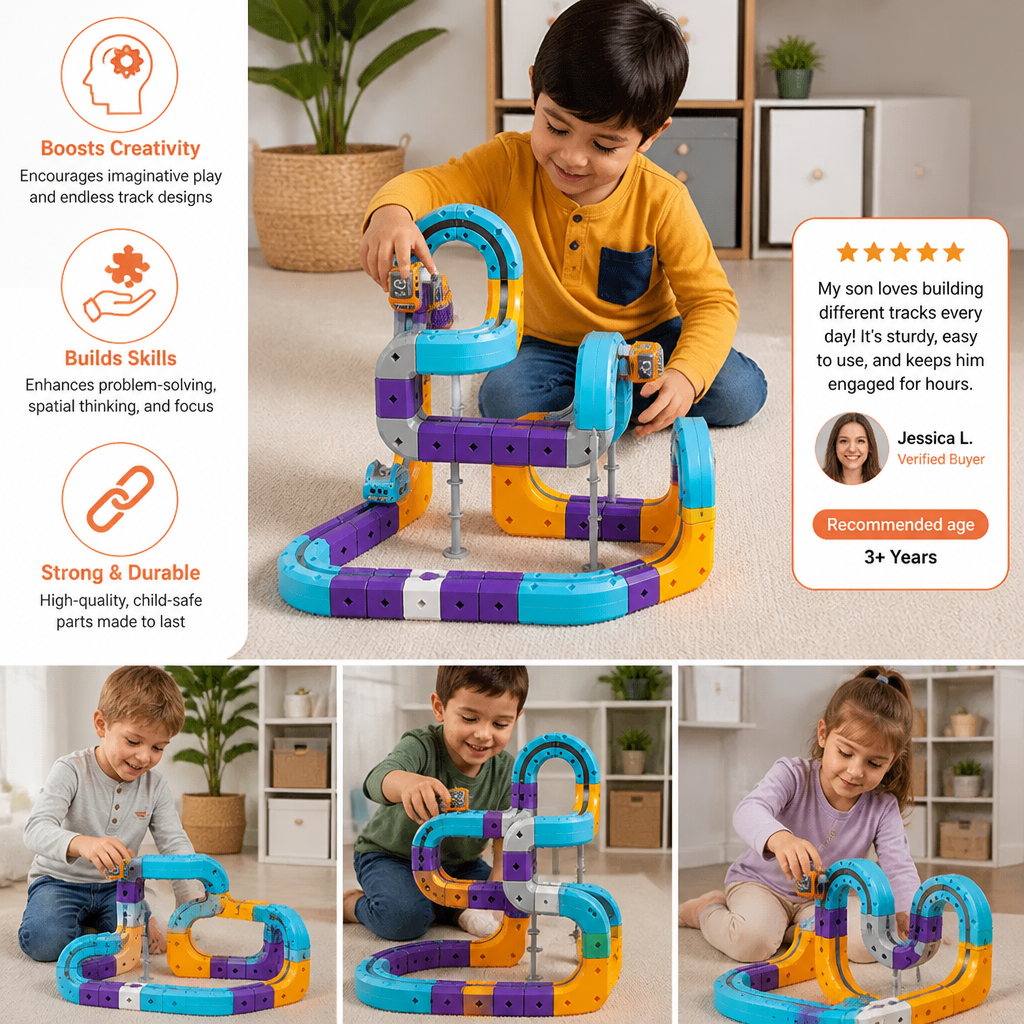 DIY Gravity Cube Track Building Kit with Electric Train