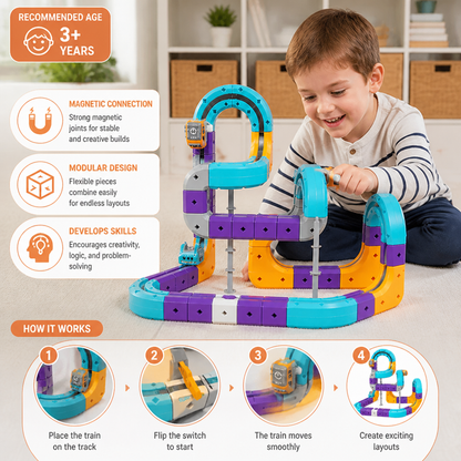 DIY Gravity Cube Track Building Kit with Electric Train