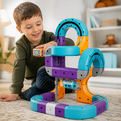 DIY Gravity Cube Track Building Kit with Electric Train