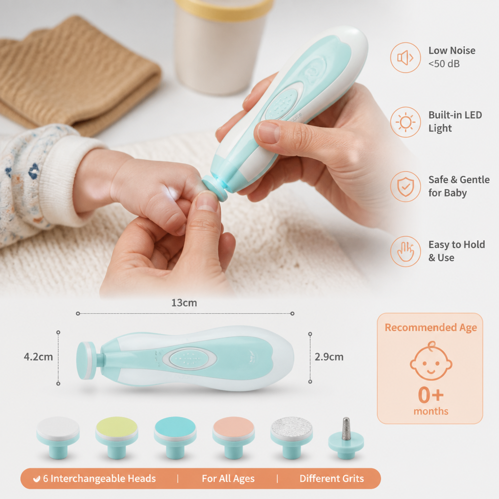 Electric Baby Nail Trimmer – 6-in-1 Nail Care Set