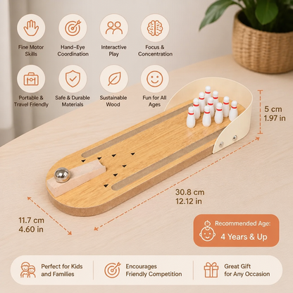 Wooden Mini Bowling Game – Portable Desktop Bowling Set for Kids