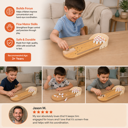 Wooden Mini Bowling Game – Portable Desktop Bowling Set for Kids