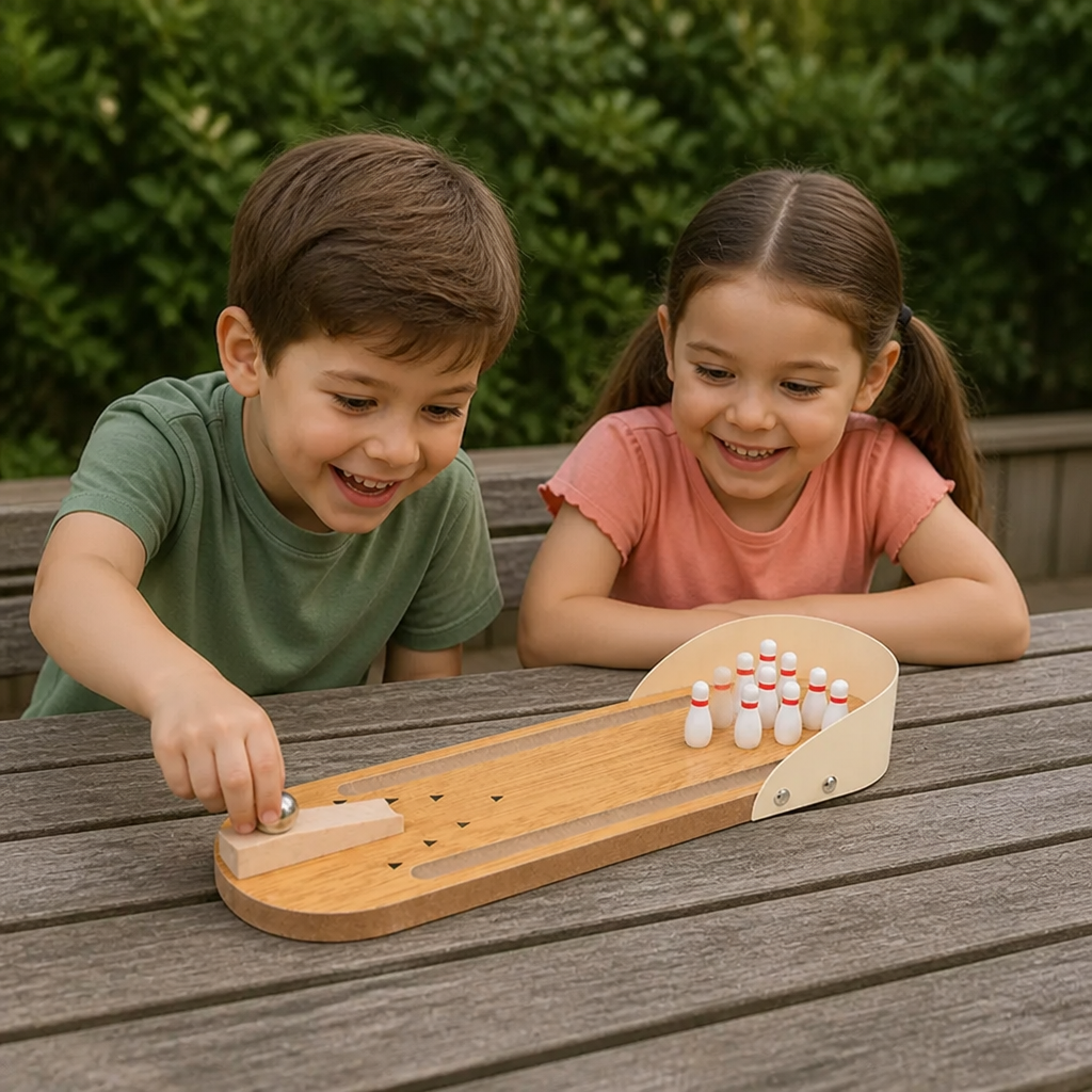 Wooden Mini Bowling Game – Portable Desktop Bowling Set for Kids