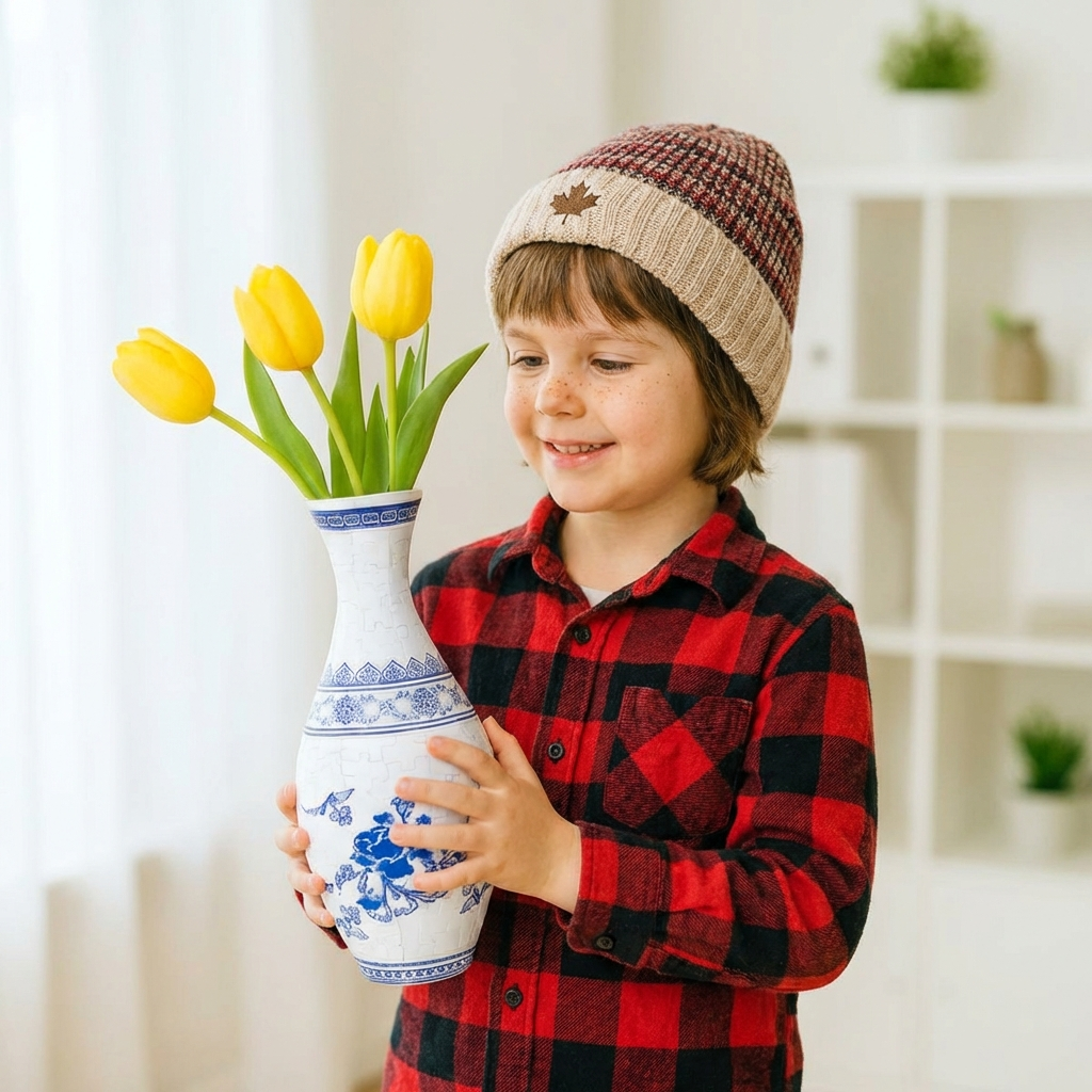 Elegant 3D Puzzle Vase – Usable for Real Flowers
