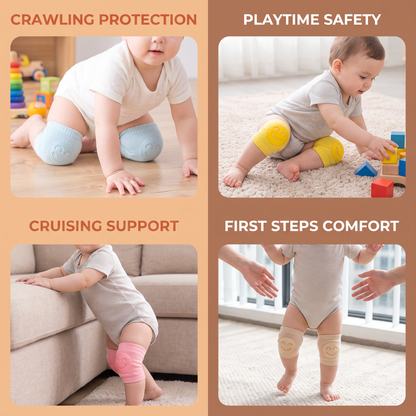 Baby Crawling Knee Pads – Non-Slip Protection with Smiley Face Design