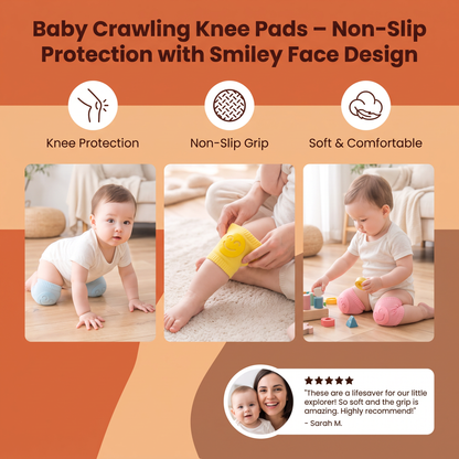 Baby Crawling Knee Pads – Non-Slip Protection with Smiley Face Design