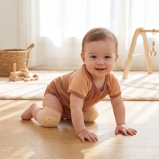 Baby Crawling Knee Pads – Non-Slip Protection with Smiley Face Design