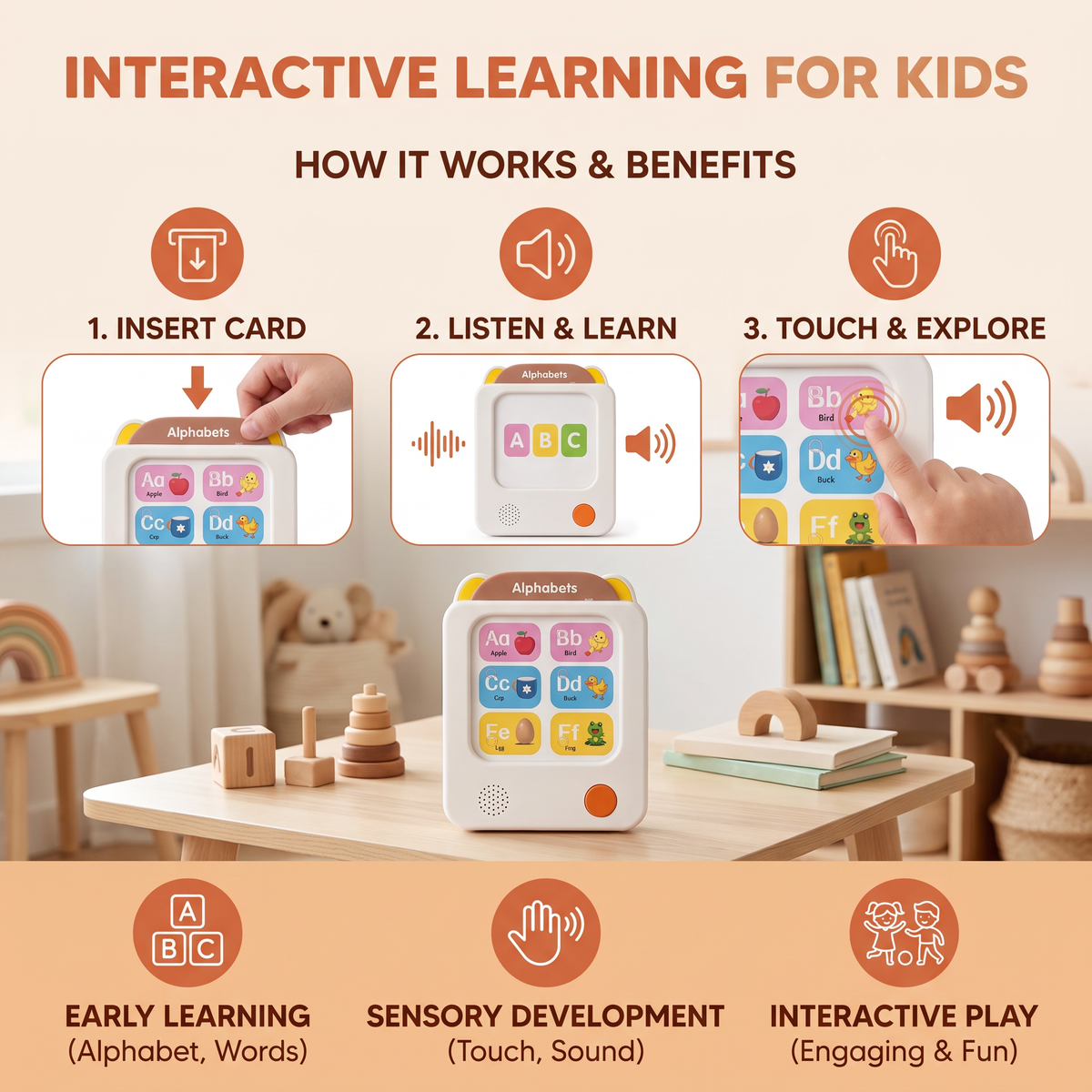 Kids’ Interactive English Flash Card Reader – Educational Learning Toy