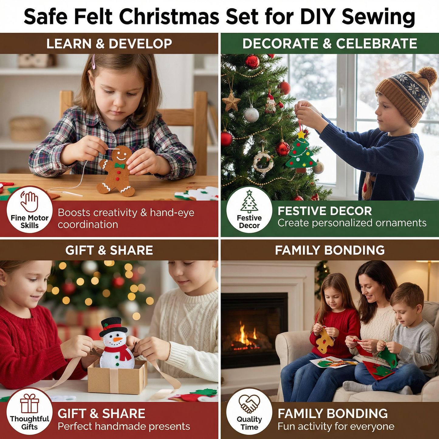 Safe Felt Christmas Set for DIY Sewing