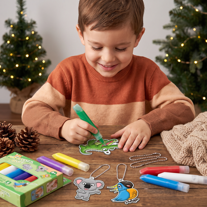 DIY Christmas No-Bake Glue Painting Ornament Craft Kit for Kids