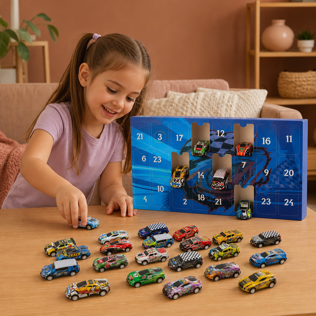 24-Day Race Car Advent Calendar with Surprise Toy Cars