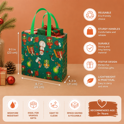 Reusable Christmas Gift Bags with Handles – Various Festive Designs
