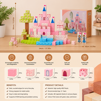 Montessori Princess Dream Castle Magnetic Building Cubes Set