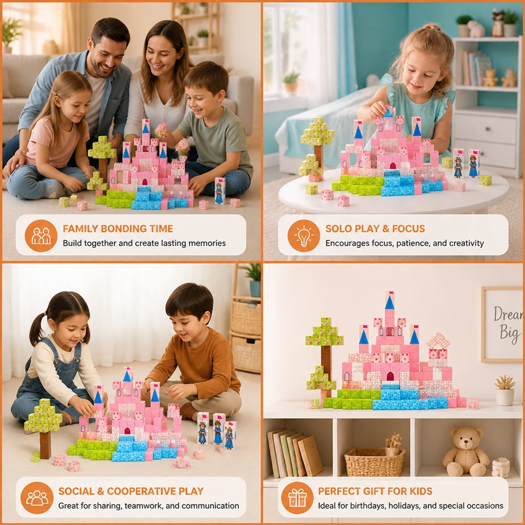 Montessori Princess Dream Castle Magnetic Building Cubes Set