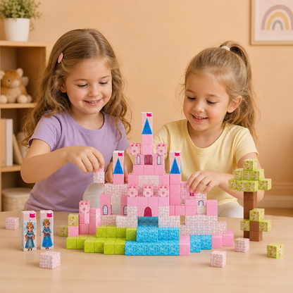 Montessori Princess Dream Castle Magnetic Building Cubes Set